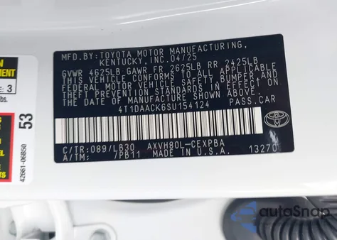 2025 Toyota Camry Xse z USA, uszkodzony, nr VIN 4T1DAACK6SU154124